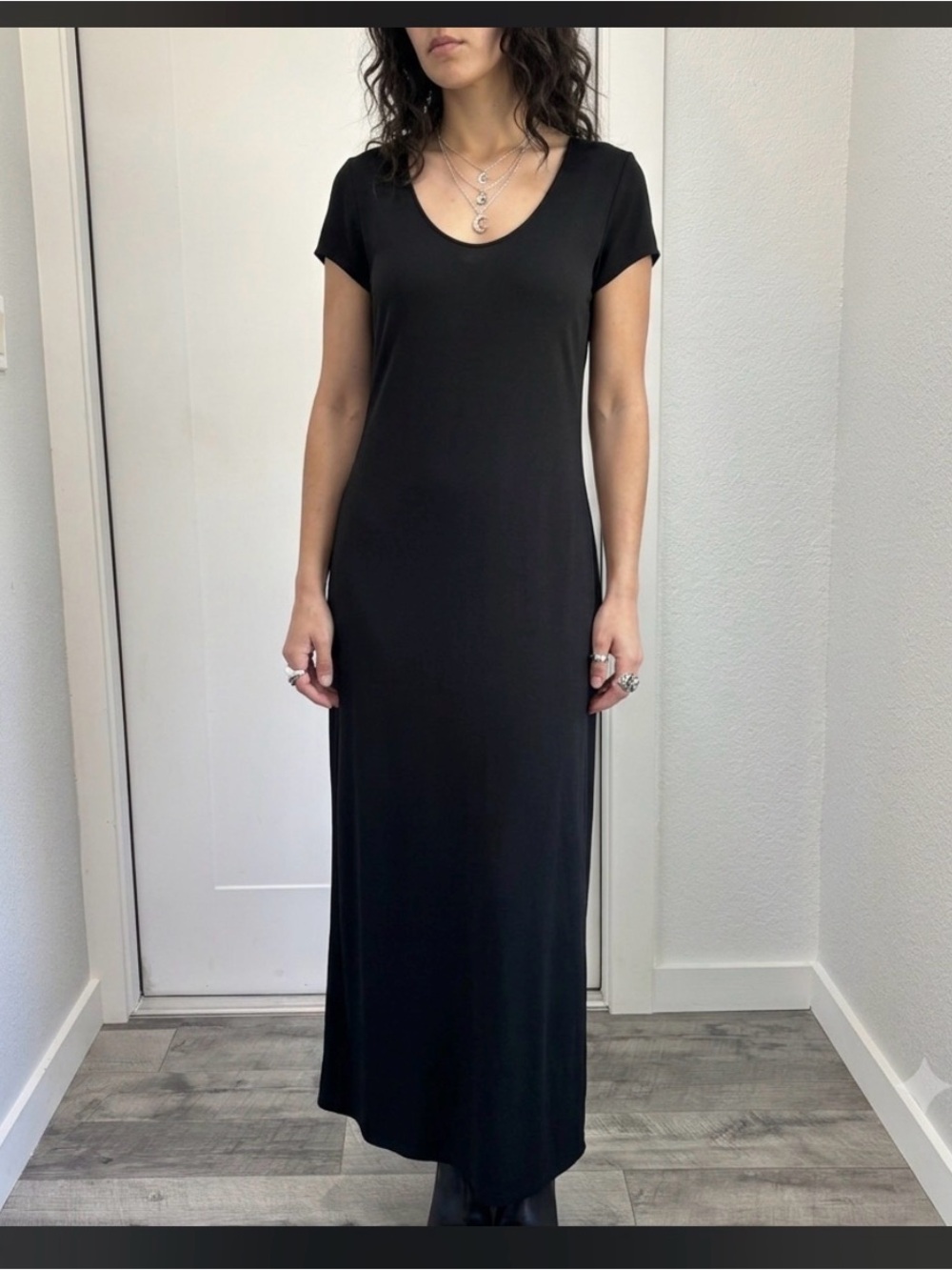 Vintage Banana Republic 90’s Minimalist Black  Maxi Dress Column Whimsigoth M